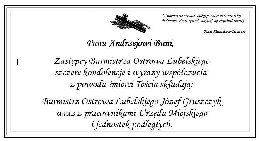 kondolencje Andrzej Bunia burmistrz