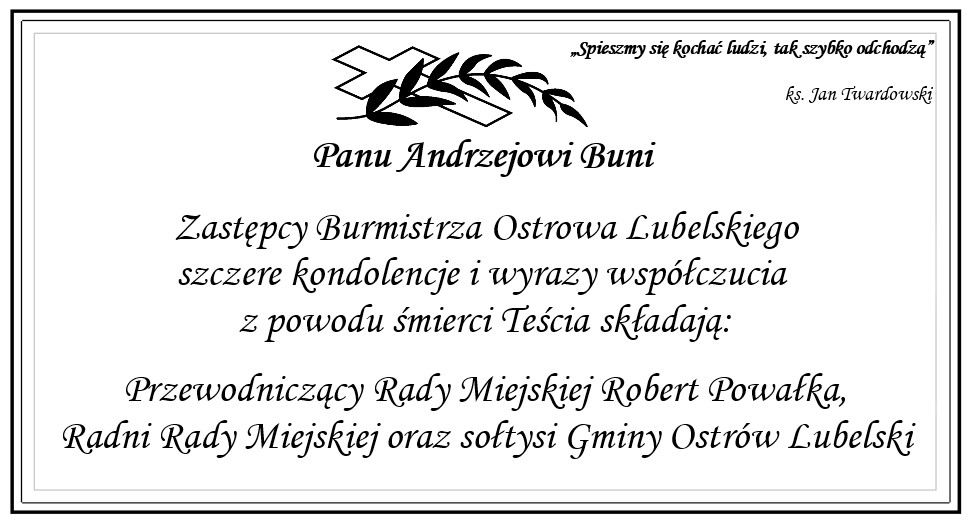 kondolencje Andrzej Bunia