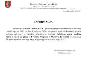 Miniaturka artykułu 2 maja 2025 r. (piątek) dniem wolnym od pracy