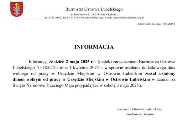 Miniaturka artykułu 2 maja 2025 r. (piątek) dniem wolnym od pracy