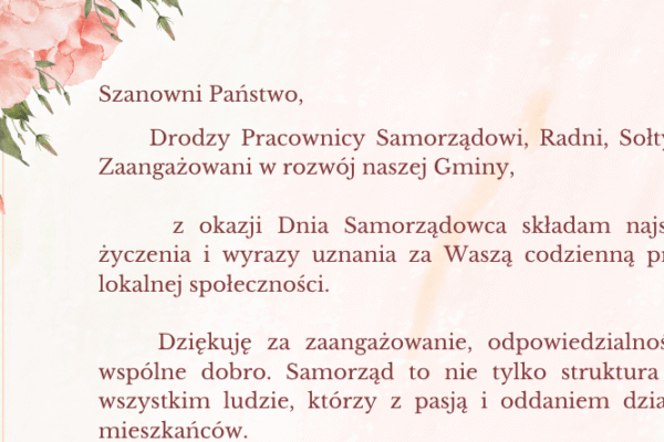 Miniaturka artykułu Życzenia z okazji Dnia Samorządowca
