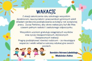 Miniaturka artykułu Życzenia z okazji zakończenia roku szkolnego