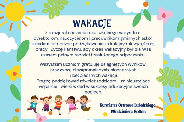 Miniaturka artykułu Życzenia z okazji zakończenia roku szkolnego